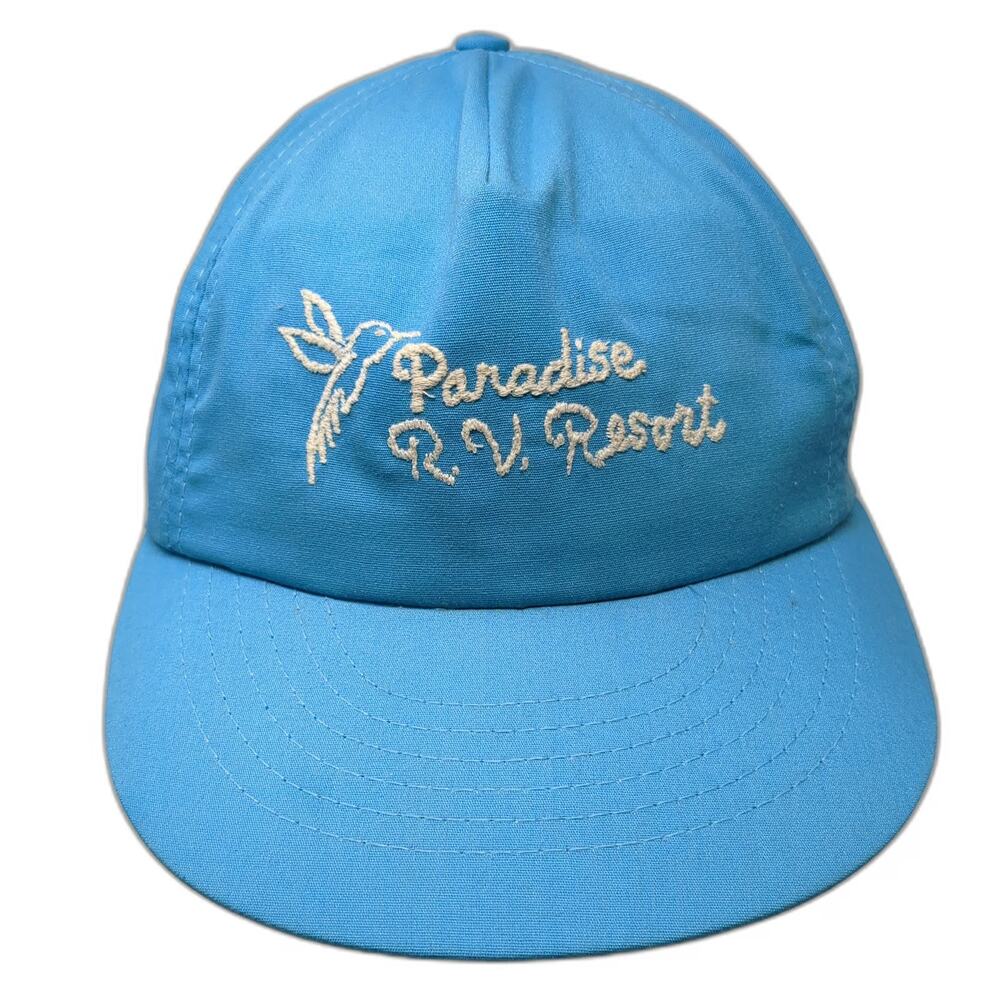 5 Panel Blue Hat One Size Paradise RV Resort Hummingbird Snapback Made in USA